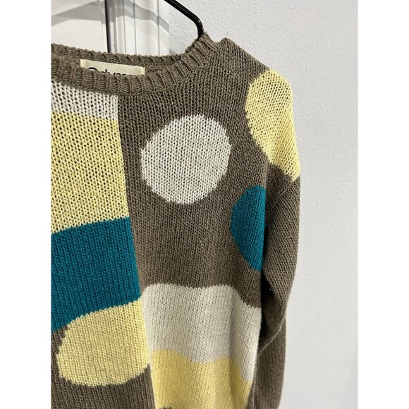 Odyssey Colorblock Crewneck Pullover Sweater Multicolor Sz Large Cozy Grannycore - Picture 4 of 9